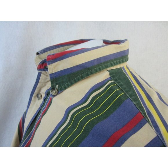 TOMMY HILFIGER Men shirt long sleeve vintage 1990s pit to pit 26 L slim striped - Picture 9 of 12